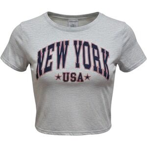 Where I'm From Gray New York USA Cropped T Shirt Womens Size XL/TG